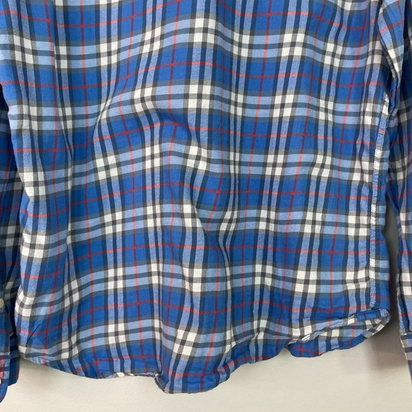 American Eagle Shirt Large Blue Plaid Casual Button-Front Long Sleeve Men's - Picture 6 of 13